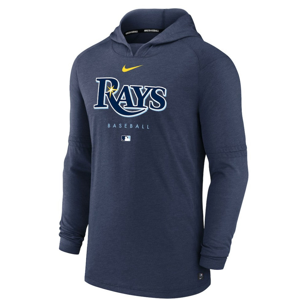 Tampa Bay Rays Authentic Collection Lightweight Dri-FIT Hooded Pullover Heather Navy | Nike