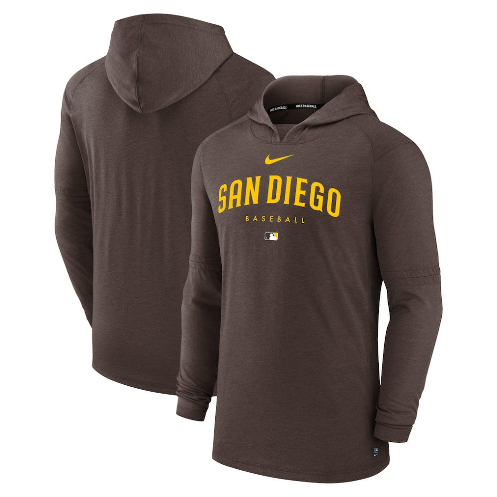 San Diego Padres Authentic Collection Lightweight Dri-FIT Hooded Pullover Brown | Nike