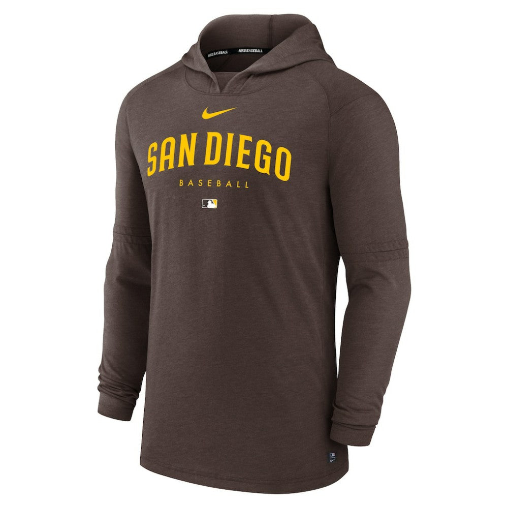 San Diego Padres Authentic Collection Lightweight Dri-FIT Hooded Pullover Brown | Nike