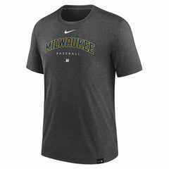 Milwaukee Brewers Authentic Collection Early Work Tri-Blend Performance T-Shirt Heather Charcoal | Nike