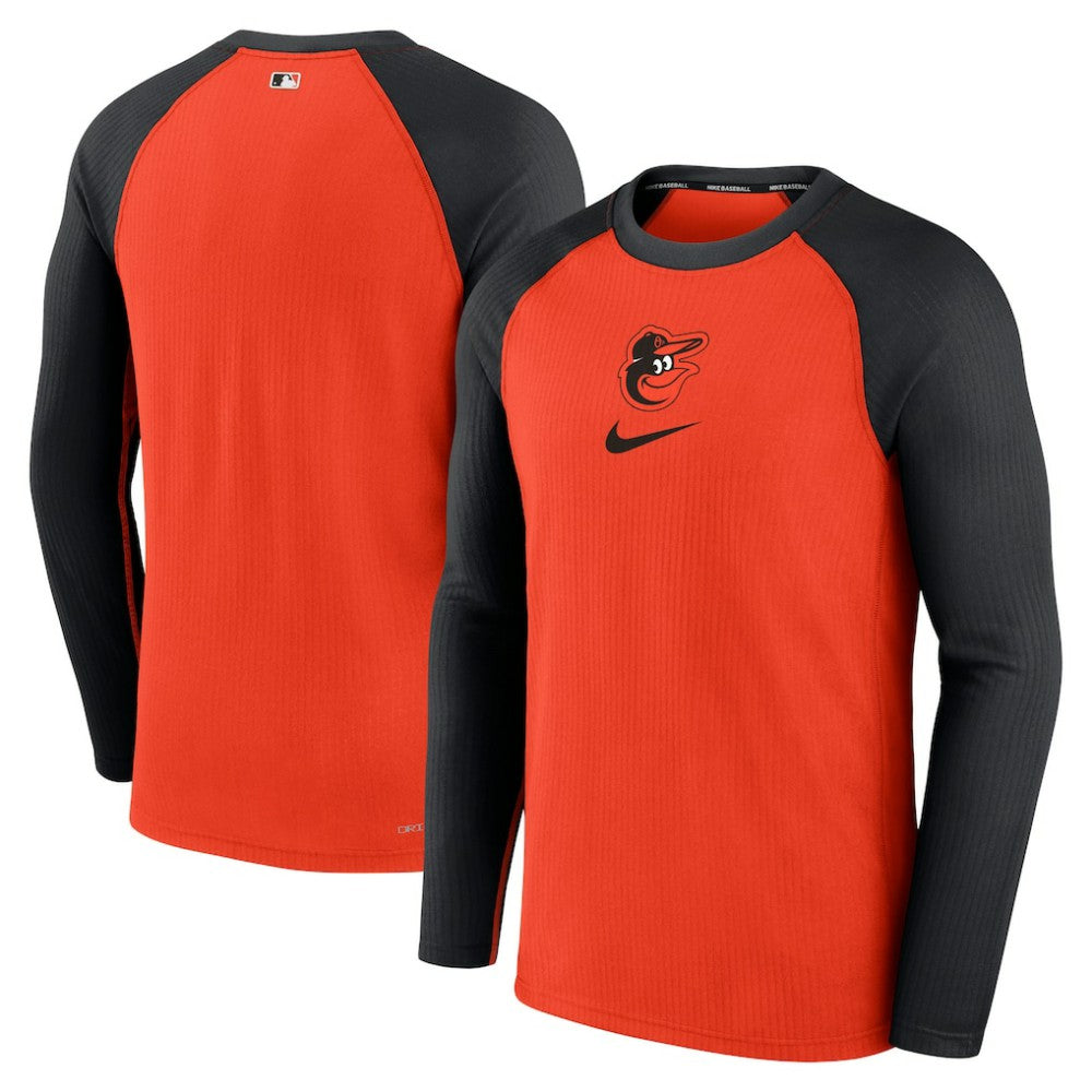 Baltimore Orioles Authentic Collection Game Raglan Performance Long Sleeve T-Shirt Orange | Nike