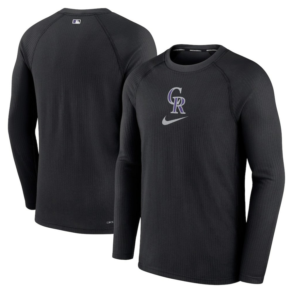 Colorado Rockies Authentic Collection Game Raglan Performance Long Sleeve T-Shirt Black | Nike