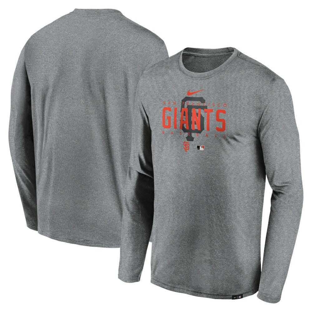 San Francisco Giants Authentic Collection Team Logo Legend Performance Long Sleeve T-Shirt Heather Gray | Nike