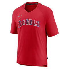 Los Angeles Angels Authentic Collection Pregame Raglan Performance V-Neck T-Shirt Red | Nike