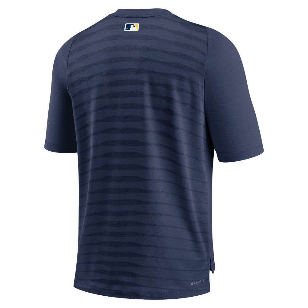 Milwaukee Brewers Authentic Collection Pregame Raglan Performance V-Neck T-Shirt Navy | Nike