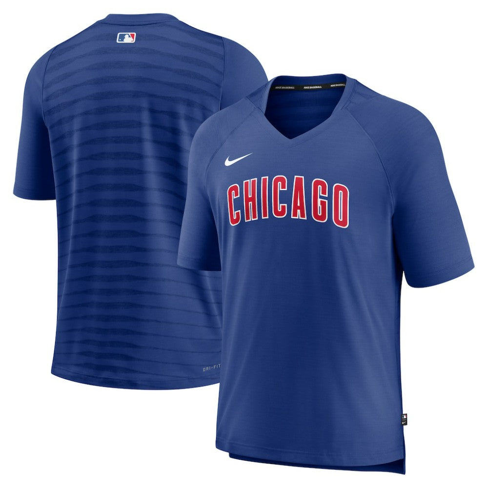 Chicago Cubs Authentic Collection Pregame Raglan Performance V-Neck T-Shirt Royal | Nike