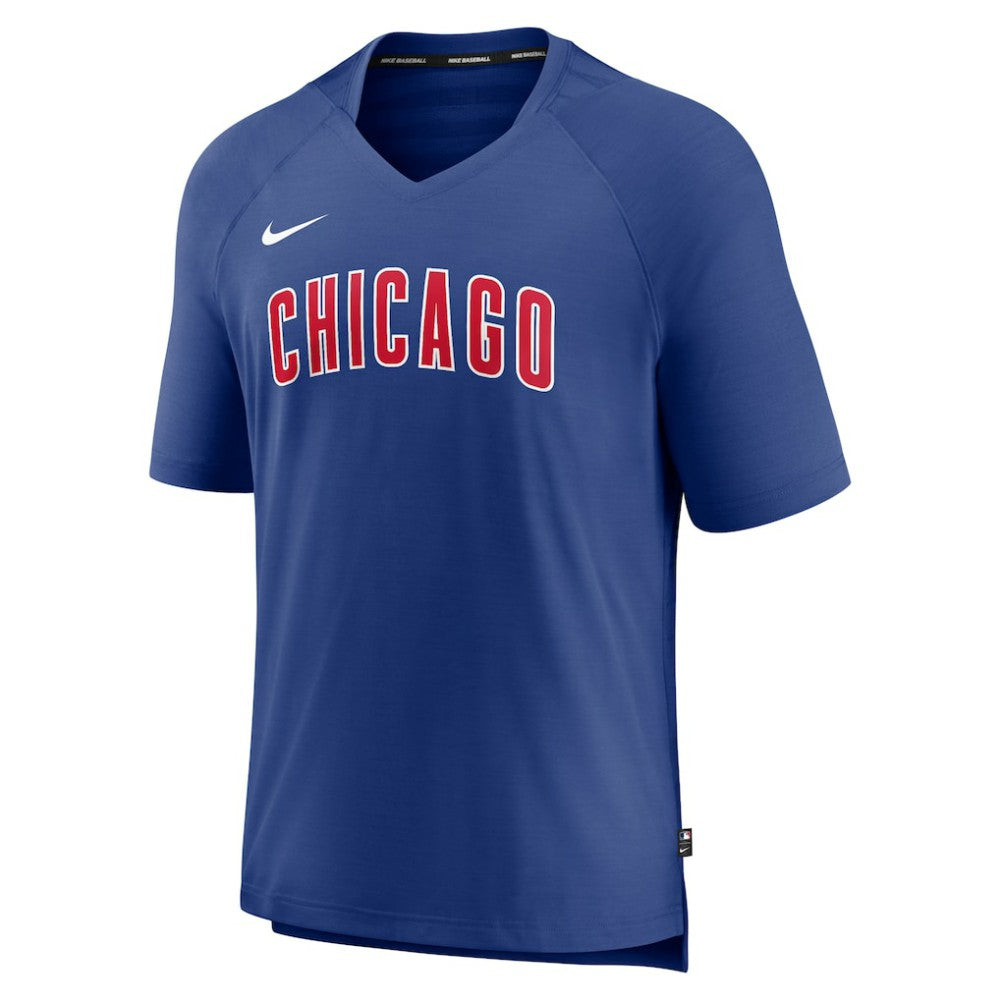 Chicago Cubs Authentic Collection Pregame Raglan Performance V-Neck T-Shirt Royal | Nike