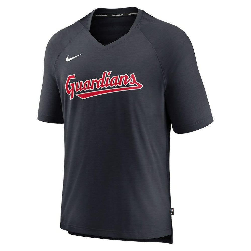 Cleveland Guardians Authentic Collection Pregame Raglan Performance V-Neck T-Shirt Navy | Nike