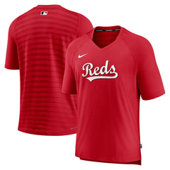 Cincinnati Reds Authentic Collection Pregame Raglan Performance V-Neck T-Shirt Red | Nike