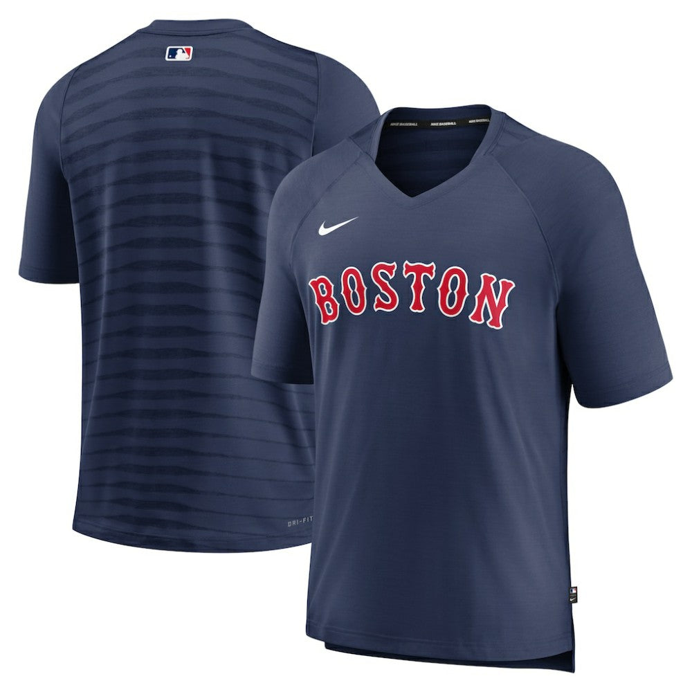 Boston Red Sox Authentic Collection Pregame Raglan Performance V-Neck T-Shirt Navy | Nike