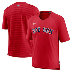 Boston Red Sox Authentic Collection Pregame Raglan Performance V-Neck T-Shirt Red | Nike