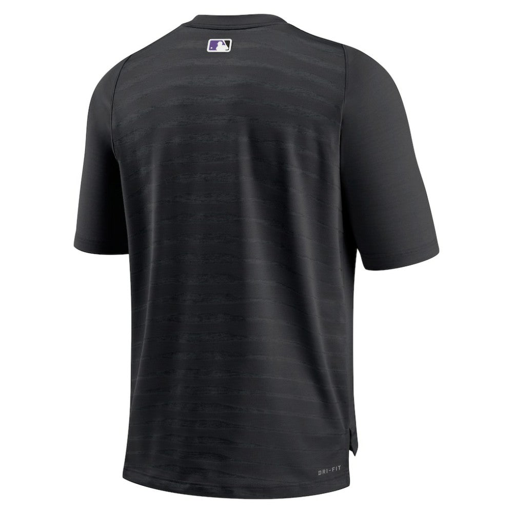 Colorado Rockies Authentic Collection Pregame Raglan Performance V-Neck T-Shirt Black | Nike