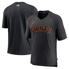 San Francisco Giants Authentic Collection Pregame Raglan Performance V-Neck T-Shirt Black | Nike