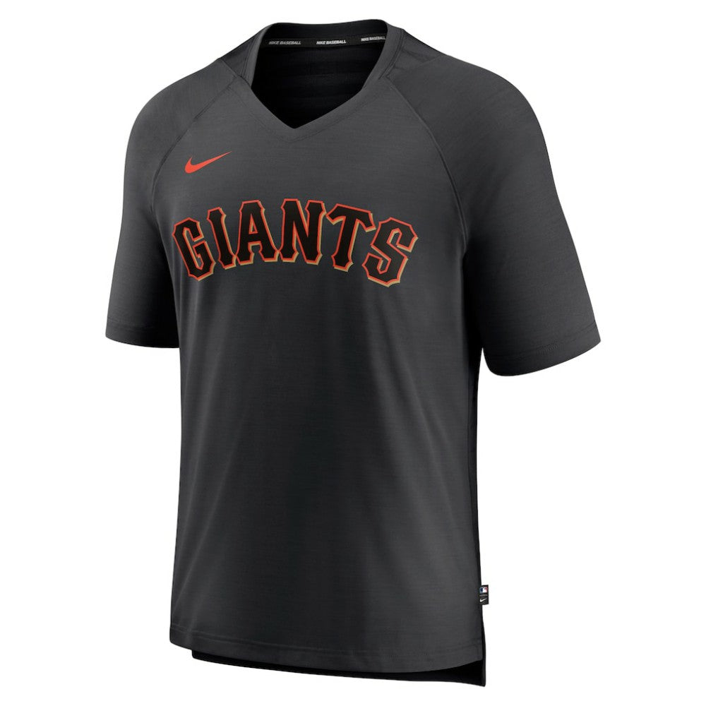 San Francisco Giants Authentic Collection Pregame Raglan Performance V-Neck T-Shirt Black | Nike