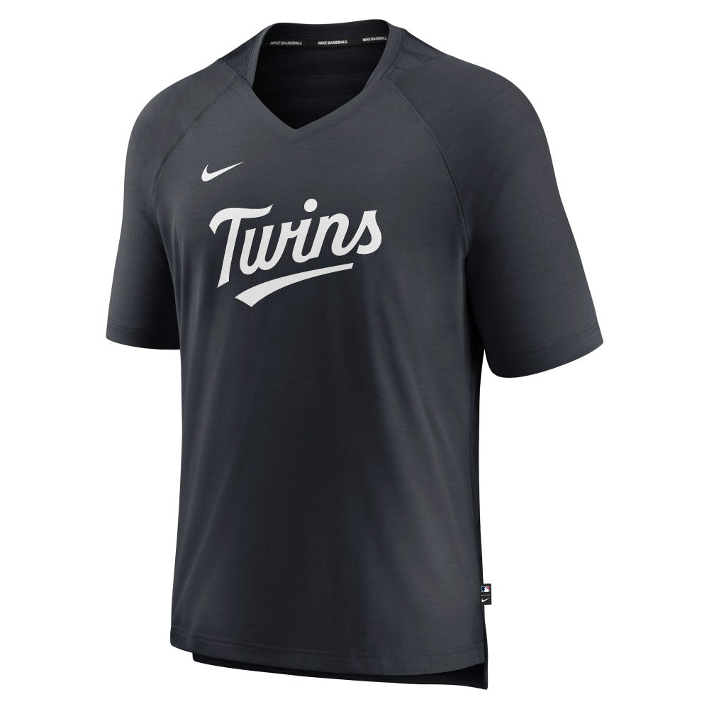 Minnesota Twins Authentic Collection Pregame Raglan Performance V-Neck T-Shirt Navy | Nike