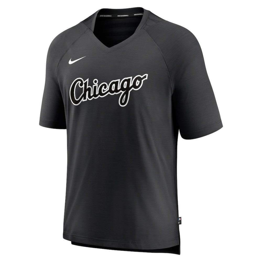 Chicago White Sox Authentic Collection Pregame Raglan Performance V-Neck T-Shirt Black | Nike