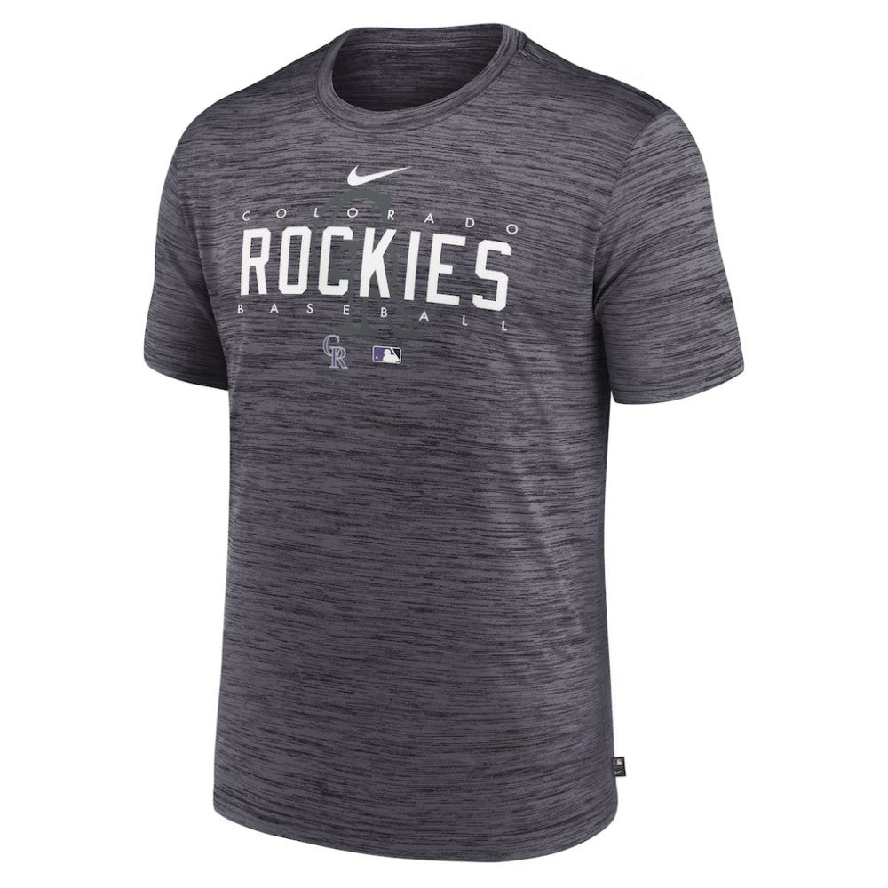 Colorado Rockies Authentic Collection Velocity Performance Practice T-Shirt Heather Charcoal | Nike