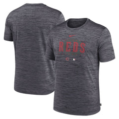 Cincinnati Reds Authentic Collection Velocity Performance Practice T-Shirt Heather Charcoal | Nike
