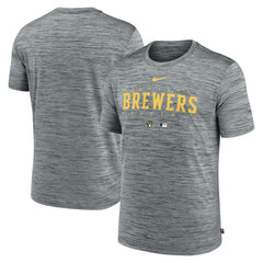 Milwaukee Brewers Authentic Collection Velocity Performance Practice T-Shirt Heather Gray | Nike