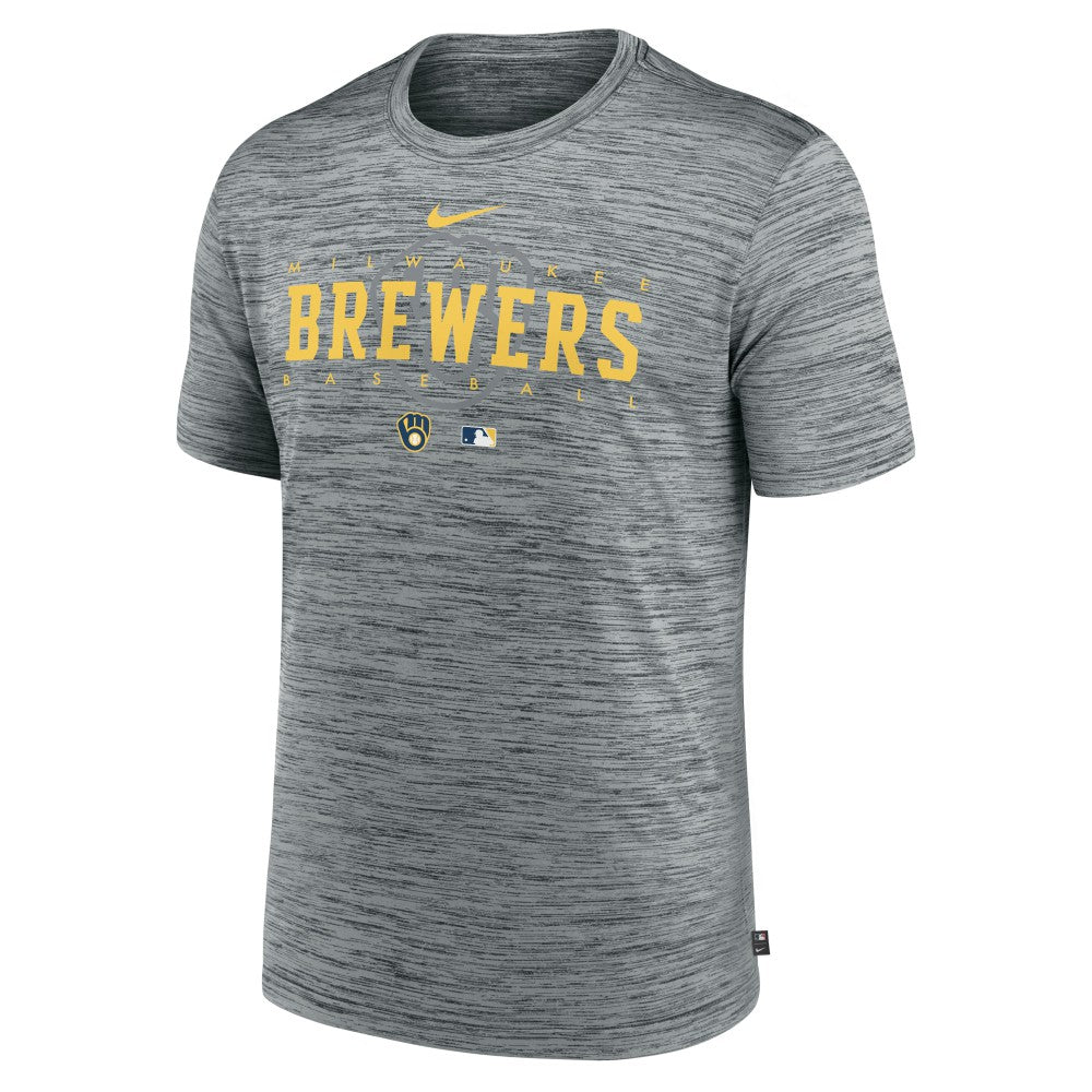 Milwaukee Brewers Authentic Collection Velocity Performance Practice T-Shirt Heather Gray | Nike