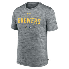 Milwaukee Brewers Authentic Collection Velocity Performance Practice T-Shirt Heather Gray | Nike