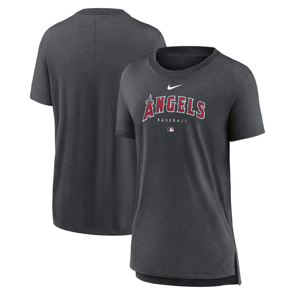 Los Angeles Angels Women's Authentic Collection Early Work Tri-Blend T-Shirt Heather Charcoal | Nike