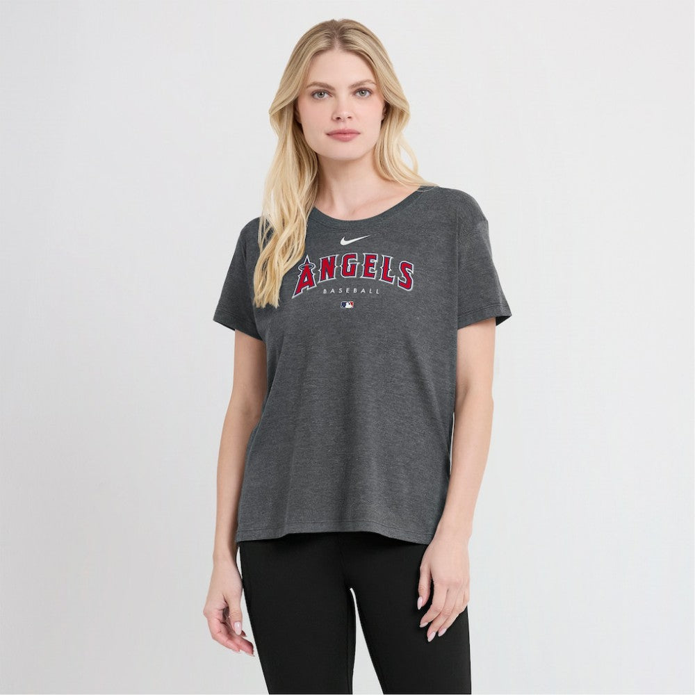 Los Angeles Angels Women's Authentic Collection Early Work Tri-Blend T-Shirt Heather Charcoal | Nike