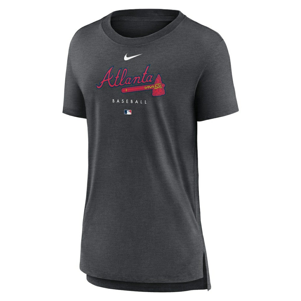 Atlanta Braves Women's Authentic Collection Early Work Tri-Blend T-Shirt Heather Charcoal | Nike