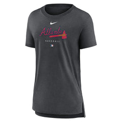 Atlanta Braves Women's Authentic Collection Early Work Tri-Blend T-Shirt Heather Charcoal | Nike