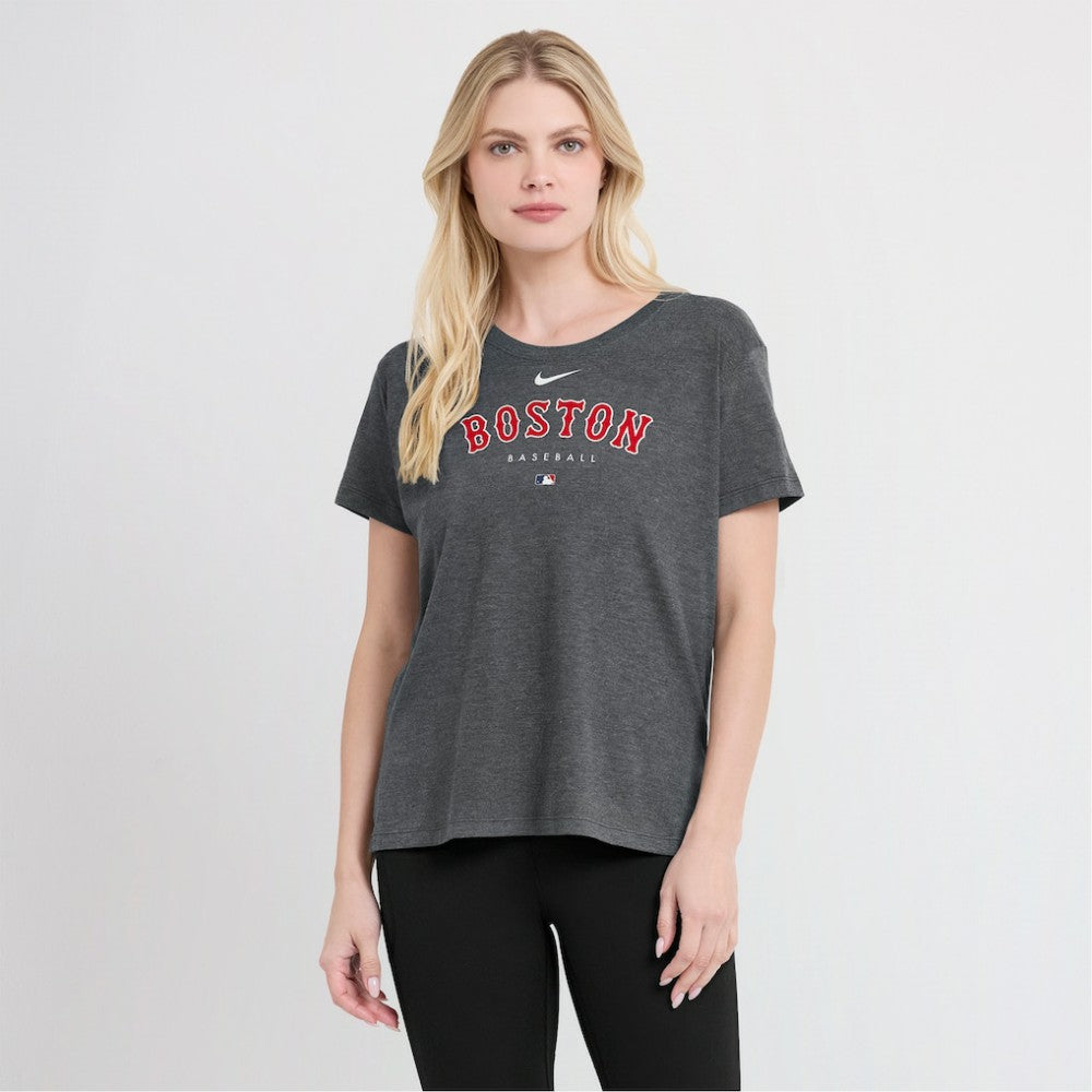 Boston Red Sox Women's Authentic Collection Early Work Tri-Blend T-Shirt Heather Charcoal | Nike