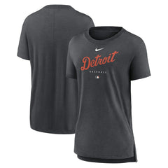 Detroit Tigers Women's Authentic Collection Early Work Tri-Blend T-Shirt Heather Charcoal | Nike