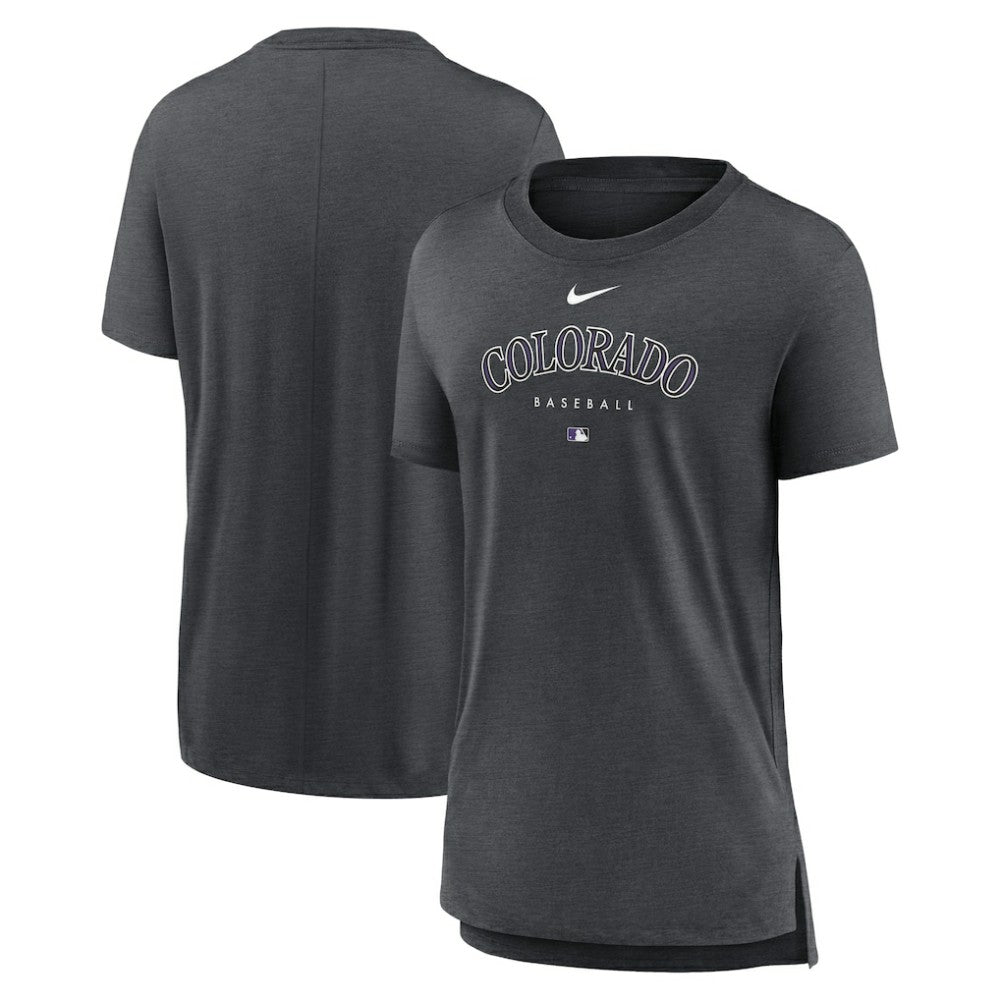 Colorado Rockies Women's Authentic Collection Early Work Tri-Blend T-Shirt Heather Charcoal | Nike