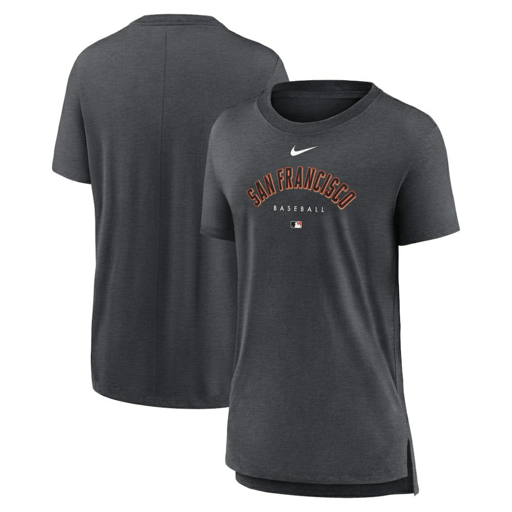 San Francisco Giants Women's Authentic Collection Early Work Tri-Blend T-Shirt Heather Charcoal | Nike