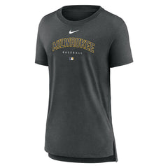 Milwaukee Brewers Women's Authentic Collection Early Work Tri-Blend T-Shirt Heather Charcoal | Nike