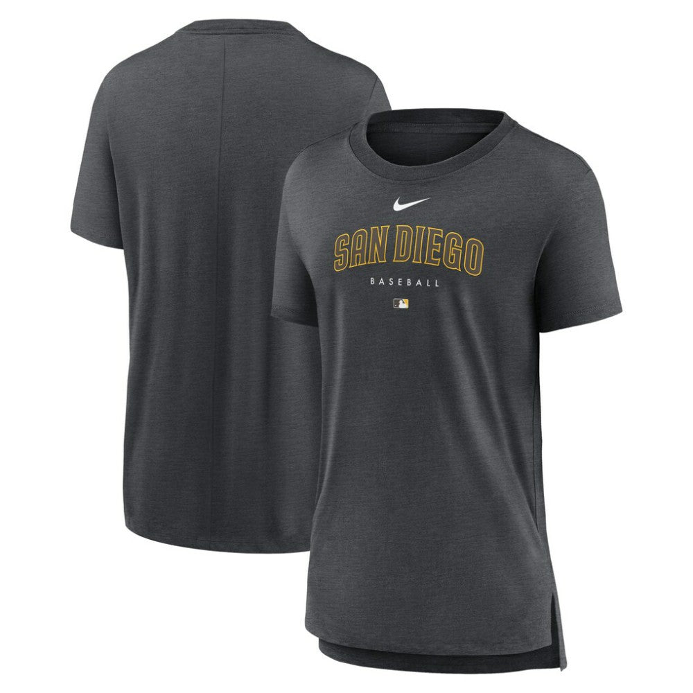 San Diego Padres Women's Authentic Collection Early Work Tri-Blend T-Shirt Heather Charcoal | Nike