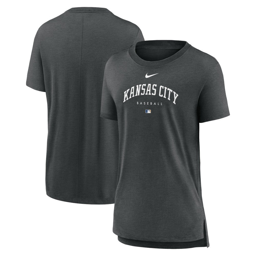 Kansas City Royals Women's Authentic Collection Early Work Tri-Blend T-Shirt Heather Charcoal | Nike