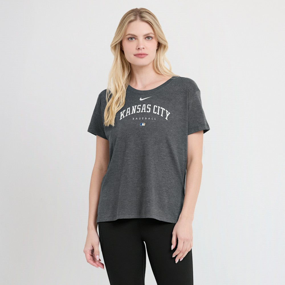 Kansas City Royals Women's Authentic Collection Early Work Tri-Blend T-Shirt Heather Charcoal | Nike