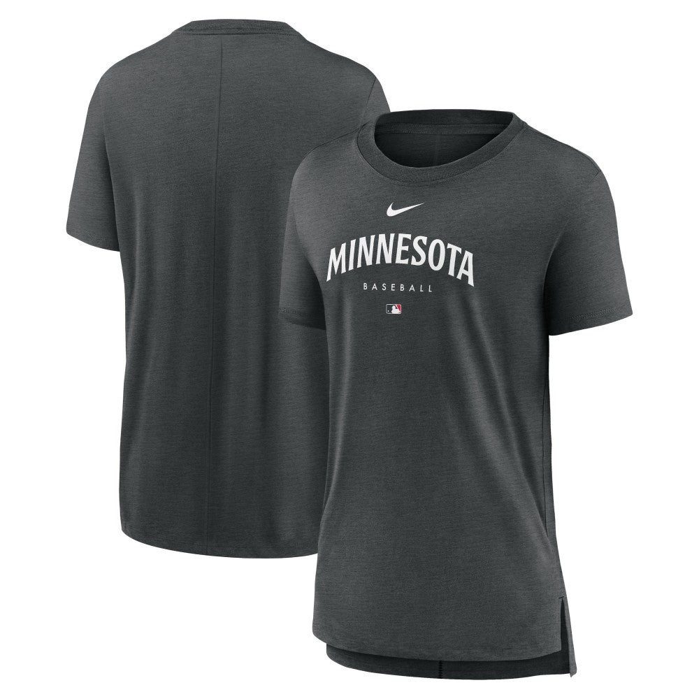 Minnesota Twins Women's Authentic Collection Early Work Tri-Blend T-Shirt Heather Charcoal | Nike