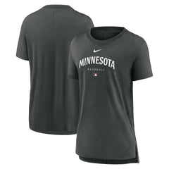Minnesota Twins Women's Authentic Collection Early Work Tri-Blend T-Shirt Heather Charcoal | Nike