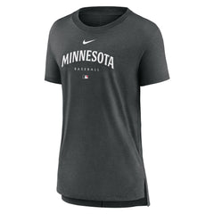 Minnesota Twins Women's Authentic Collection Early Work Tri-Blend T-Shirt Heather Charcoal | Nike