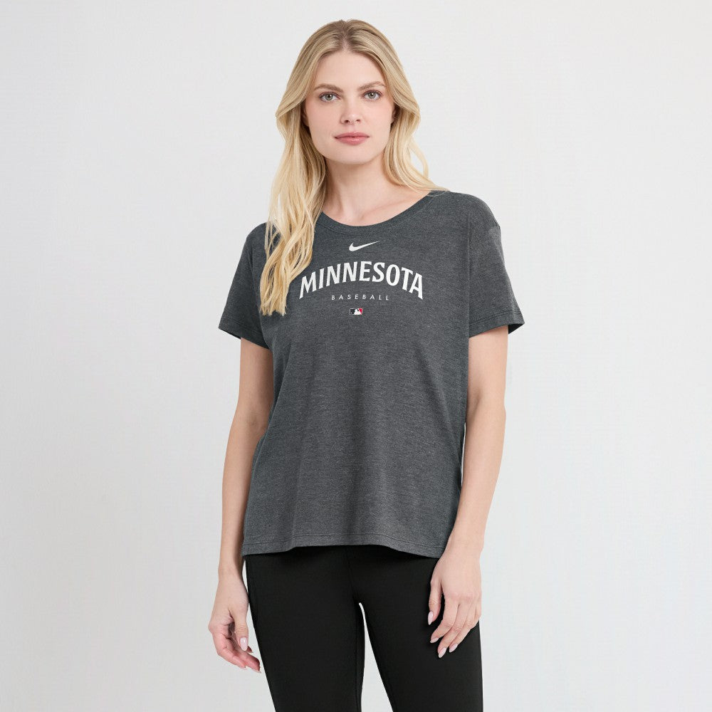Minnesota Twins Women's Authentic Collection Early Work Tri-Blend T-Shirt Heather Charcoal | Nike