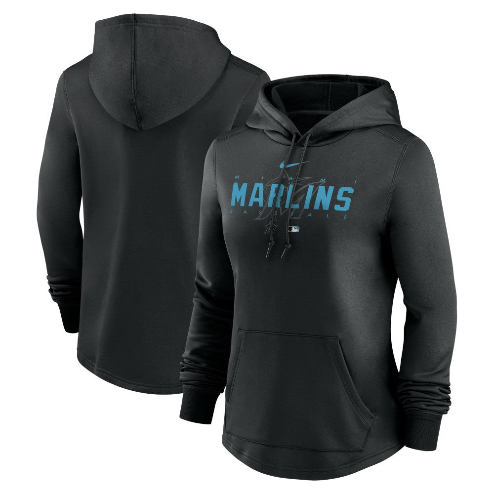 Miami Marlins Women's Authentic Collection Pregame Performance Pullover Hoodie Black | Nike