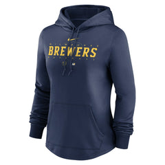 Milwaukee Brewers Women's Authentic Collection Pregame Performance Pullover Hoodie Navy | Nike
