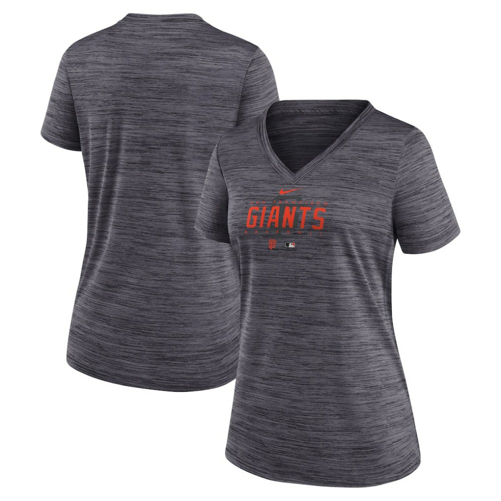 San Francisco Giants Women's Authentic Collection Velocity Practice Performance V-Neck T-Shirt Black | Nike