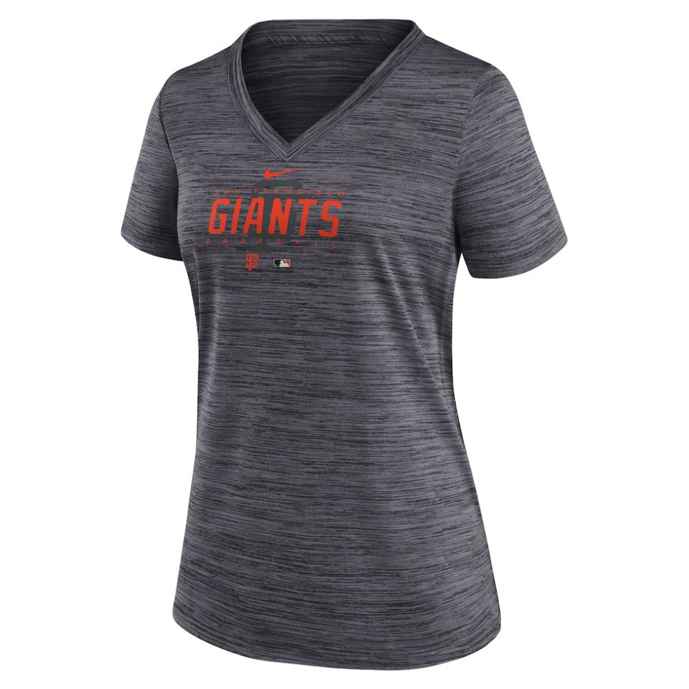 San Francisco Giants Women's Authentic Collection Velocity Practice Performance V-Neck T-Shirt Black | Nike
