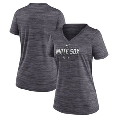 Chicago White Sox Women's Authentic Collection Velocity Practice Performance V-Neck T-Shirt Black | Nike