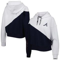 Atlanta Braves DKNY Sport Women's Bobbi Colorblock Pullover Hoodie Navy/White
