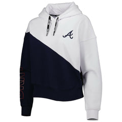 Atlanta Braves DKNY Sport Women's Bobbi Colorblock Pullover Hoodie Navy/White