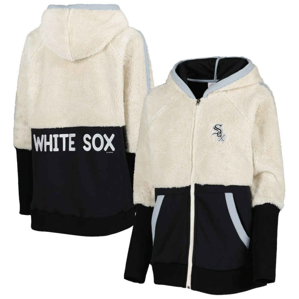 Chicago White Sox G-III 4Her by Carl Banks Women's Shuffle It Raglan Full-Zip Hoodie Oatmeal/Black