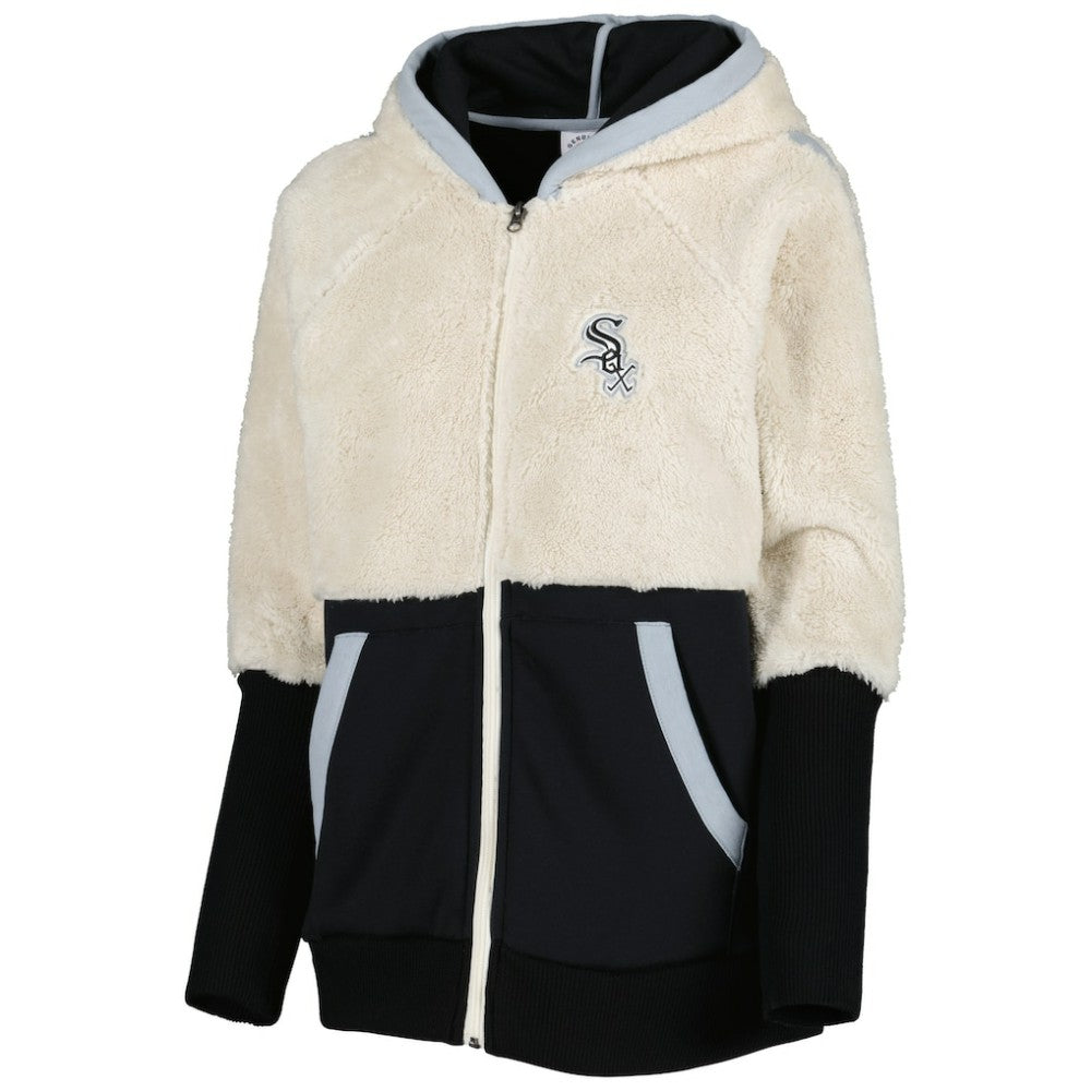 Chicago White Sox G-III 4Her by Carl Banks Women's Shuffle It Raglan Full-Zip Hoodie Oatmeal/Black